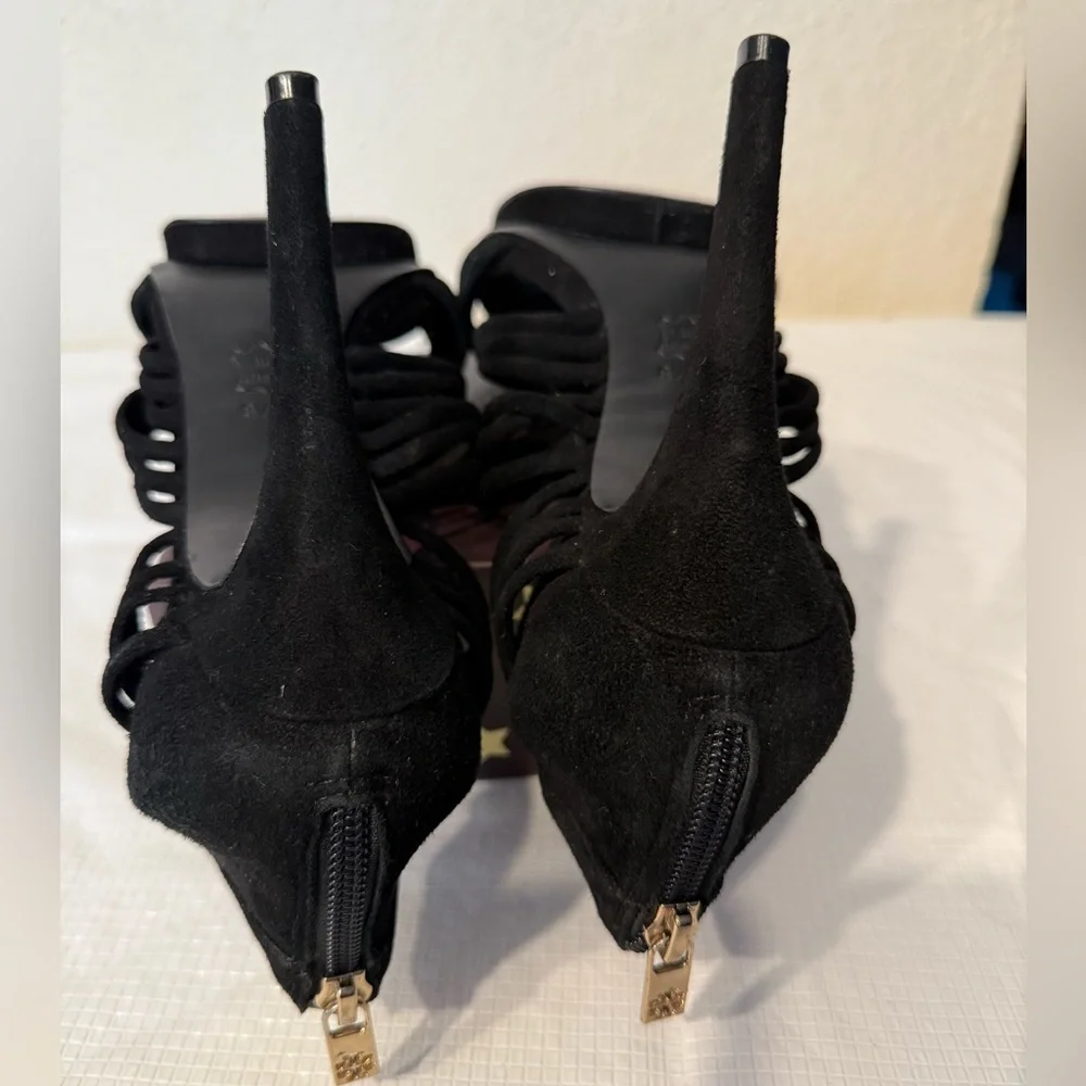 Tory Burch Black Heels Strappy Design ALL LEATHER Good Condition Offers Welcome - Picture 12 of 16